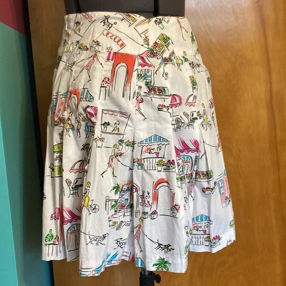 Randi M. Petites pleated skirt AOP illustrated pattern - Picture 3 of 5